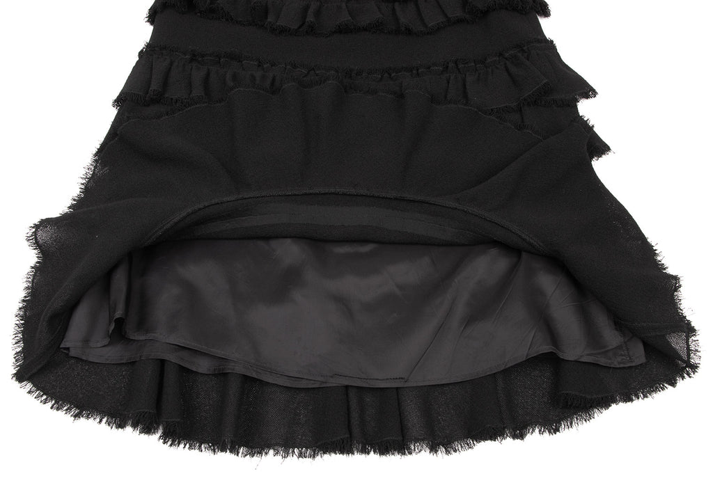 ISSEY MIYAKE JAPAN. EPOCA Black Wool Frill Tiered Skirt