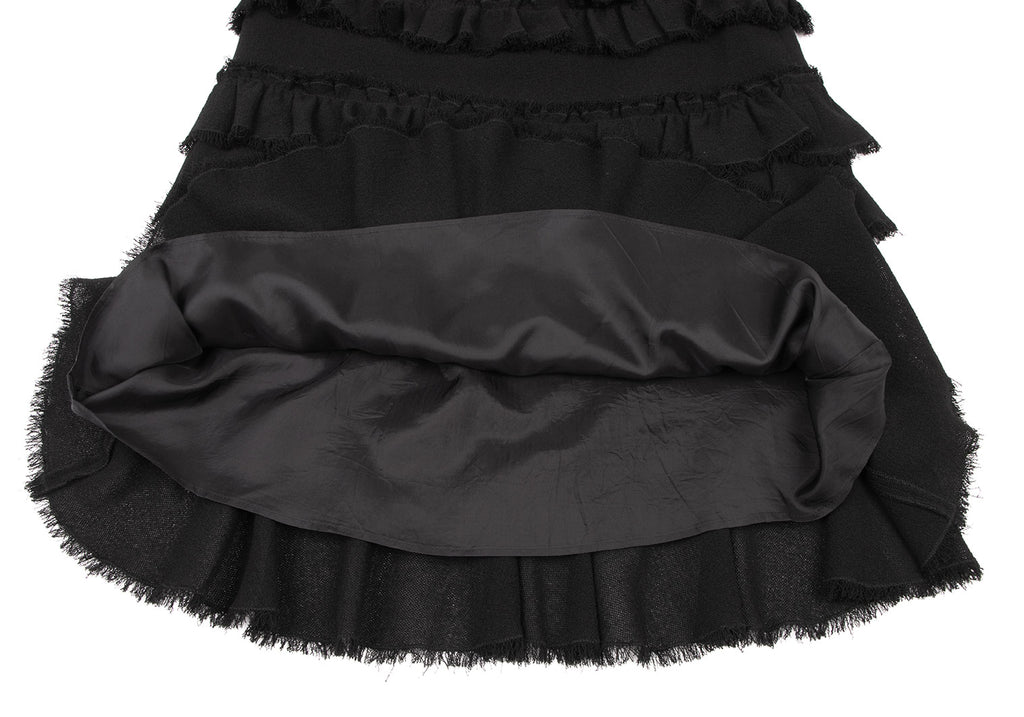 ISSEY MIYAKE JAPAN. EPOCA Black Wool Frill Tiered Skirt