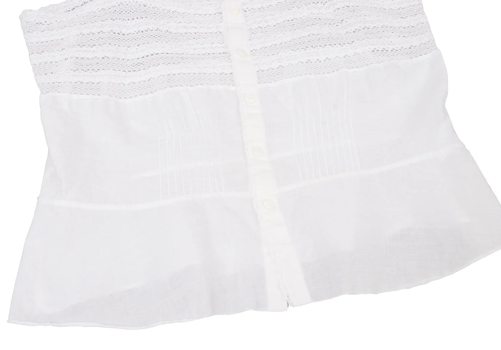 45rpm  45R JAPAN. White Lace Switching Cotton Camisole Top