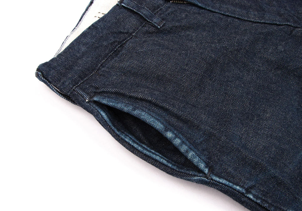 45rpm JAPAN. Indigo bakkurii Cotton Hem Buttons Denim Pants