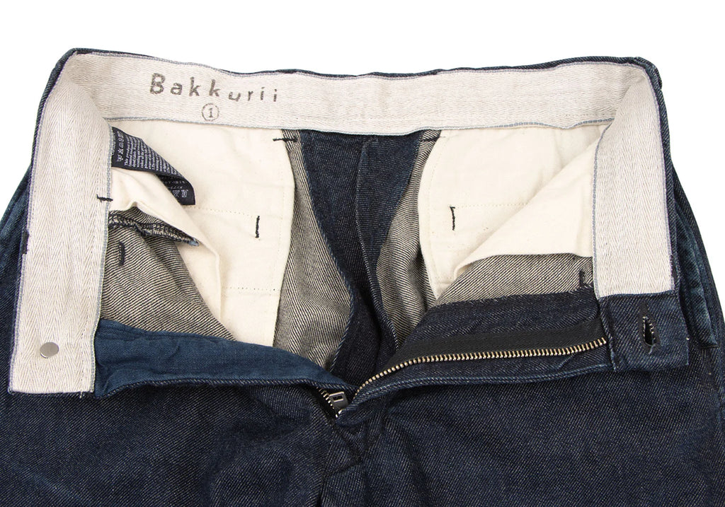 45rpm JAPAN. Indigo bakkurii Cotton Hem Buttons Denim Pants