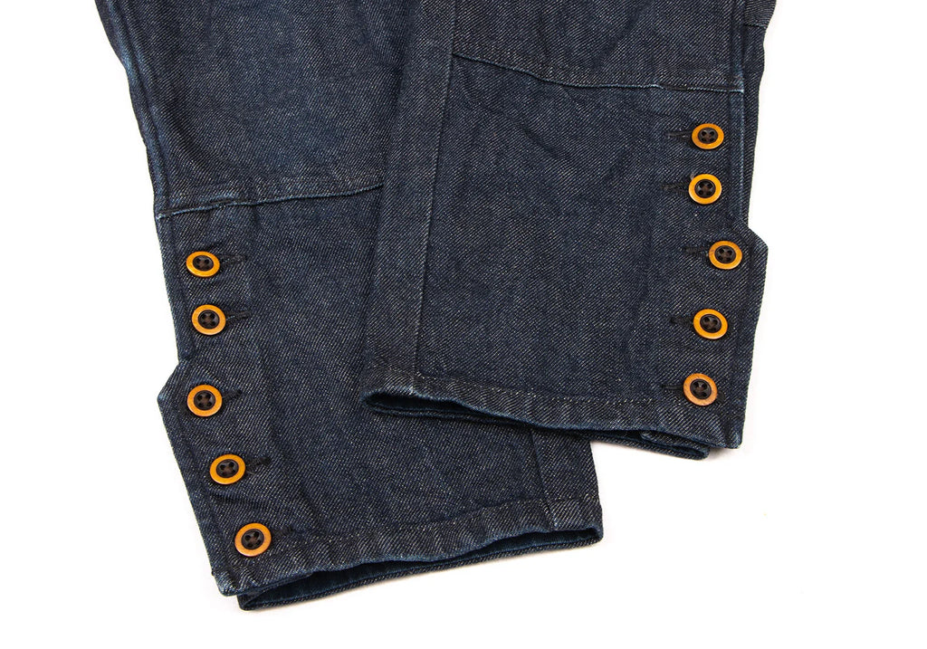45rpm JAPAN. Indigo bakkurii Cotton Hem Buttons Denim Pants