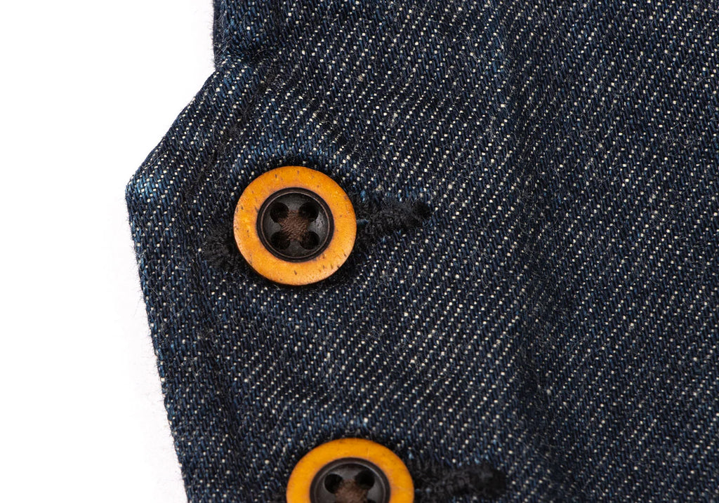 45rpm JAPAN. Indigo bakkurii Cotton Hem Buttons Denim Pants