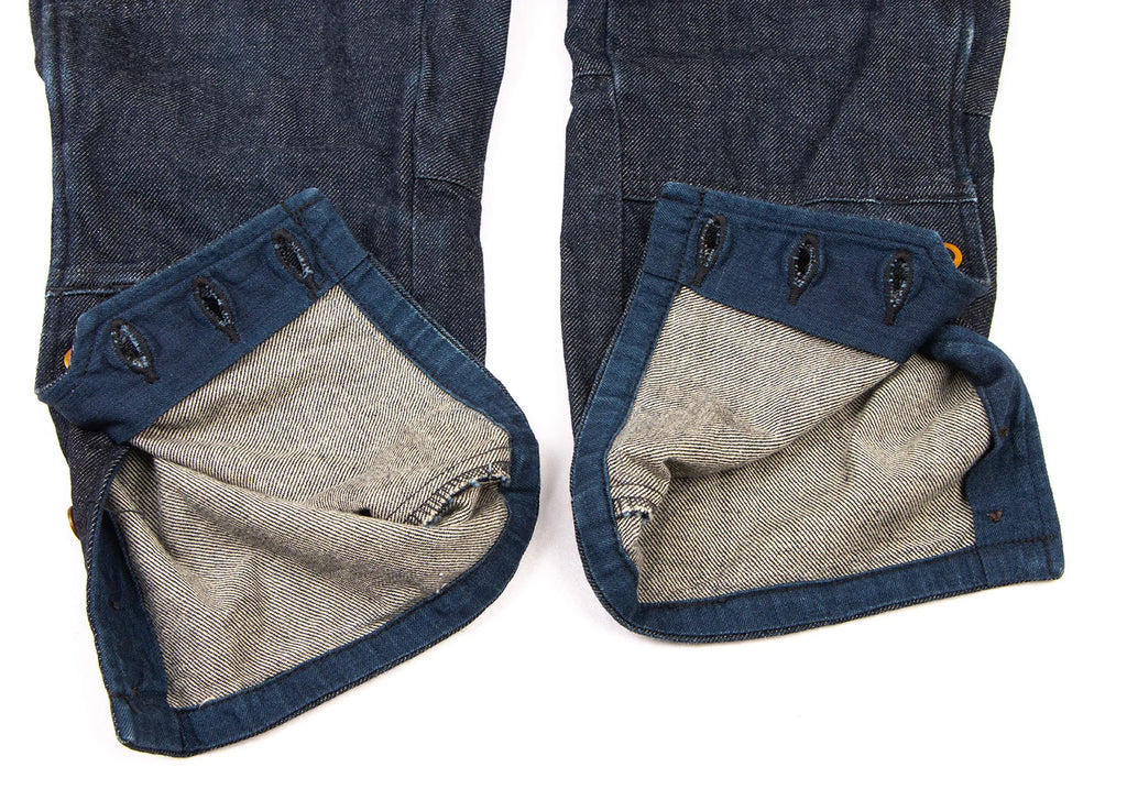 45rpm JAPAN. Indigo bakkurii Cotton Hem Buttons Denim Pants