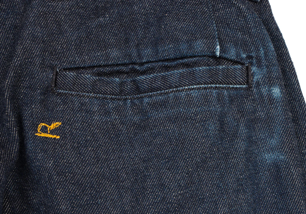 45rpm JAPAN. Indigo bakkurii Cotton Hem Buttons Denim Pants