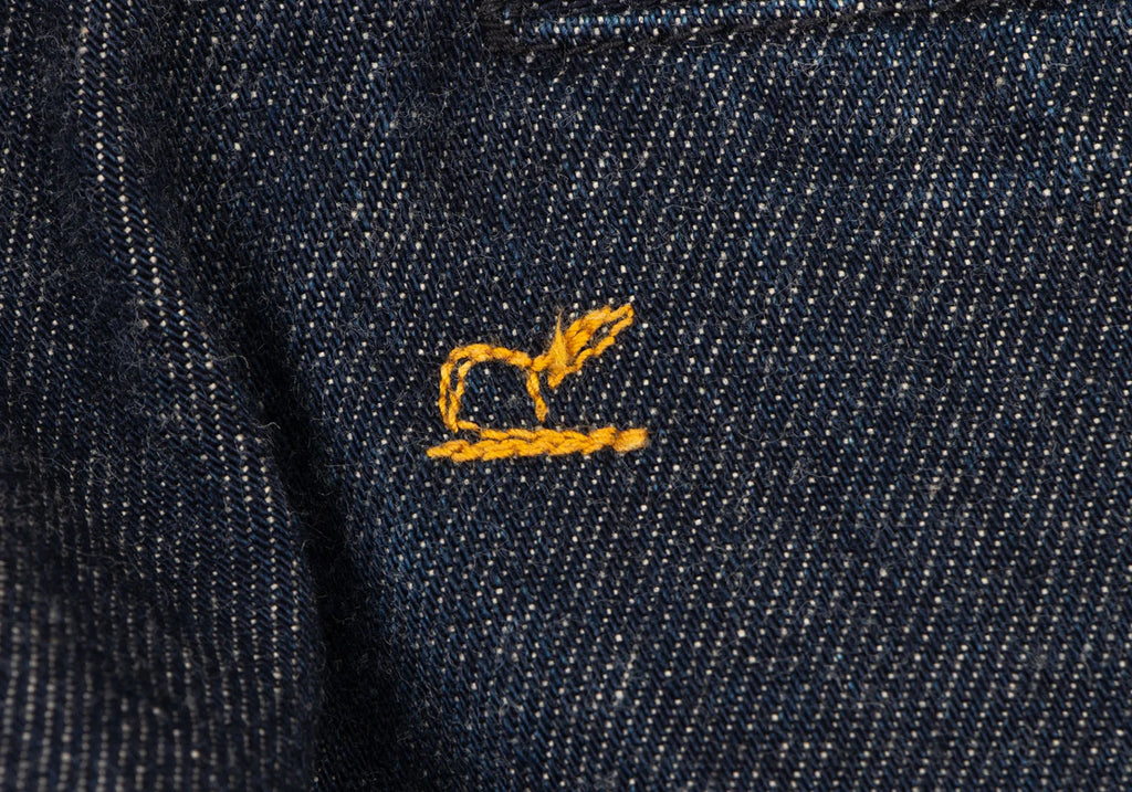 45rpm JAPAN. Indigo bakkurii Cotton Hem Buttons Denim Pants