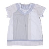 ADIEU TRISTESSE JAPAN. Sky blue, White Crazy Pattern Stripes Short Sleeve Blouse