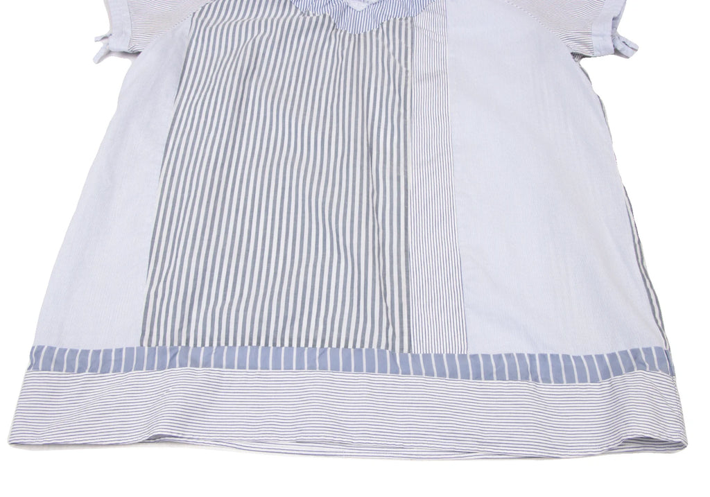 ADIEU TRISTESSE JAPAN. Sky blue, White Crazy Pattern Stripes Short Sleeve Blouse