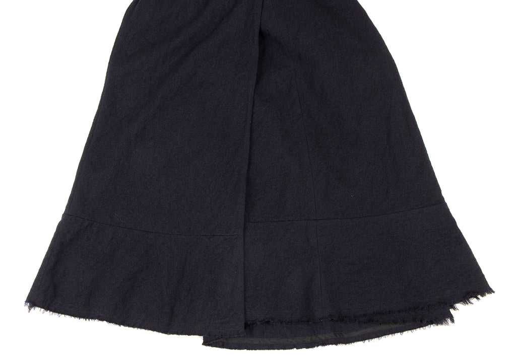 COMME des GARCONS Japan. TRICOT. Navy Wool Elastic Waist Half Wrap Skirt