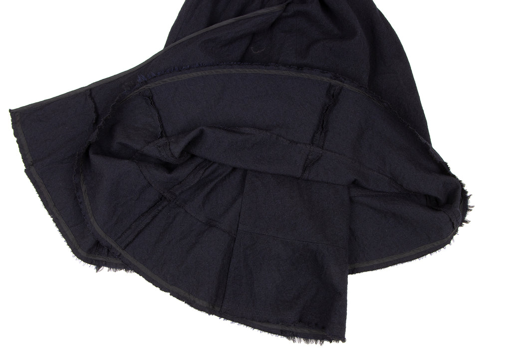 COMME des GARCONS Japan. TRICOT. Navy Wool Elastic Waist Half Wrap Skirt