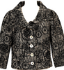 JUNKO SHIMADA JAPAN. Black, Beige Flower Printed Tweed Cropped Jacket