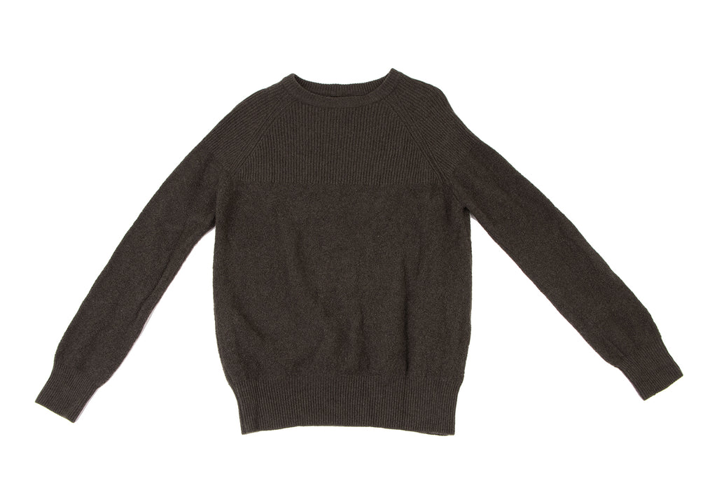 YOHJI YAMAMOTO JAPAN. RISMAT by Y's Rib Switching  Khaki-green Knit Sweater