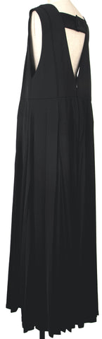 MIU MIU Italy. Black Crepe Pleated Detail Tie Neck Halter Sheath Dress