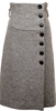 UNTITLED JAPAN. Grey Wool Angora High Waisted Button Wrap Skirt