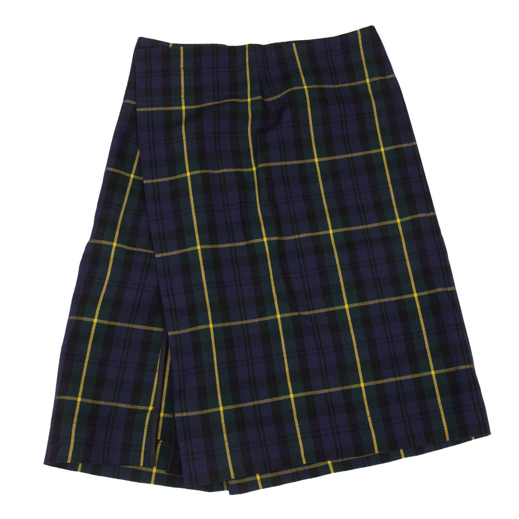 ISSEY MIYAKE JAPAN. Zucca Checker Plaid Navy Half Wrap Design Skirt