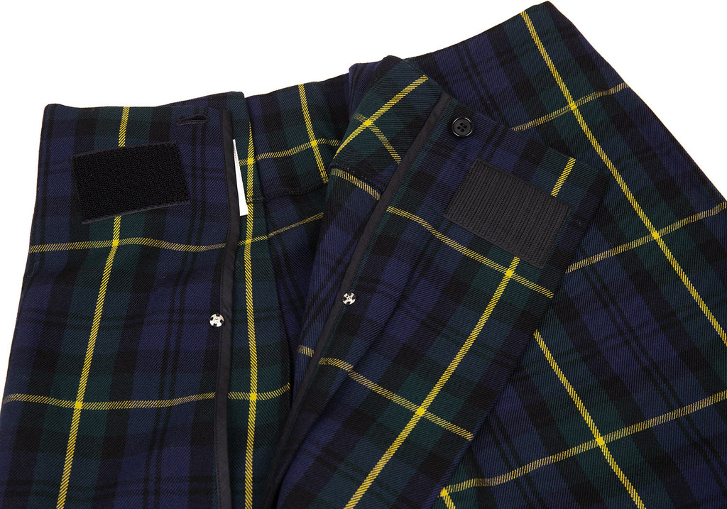 ISSEY MIYAKE JAPAN. Zucca Checker Plaid Navy Half Wrap Design Skirt