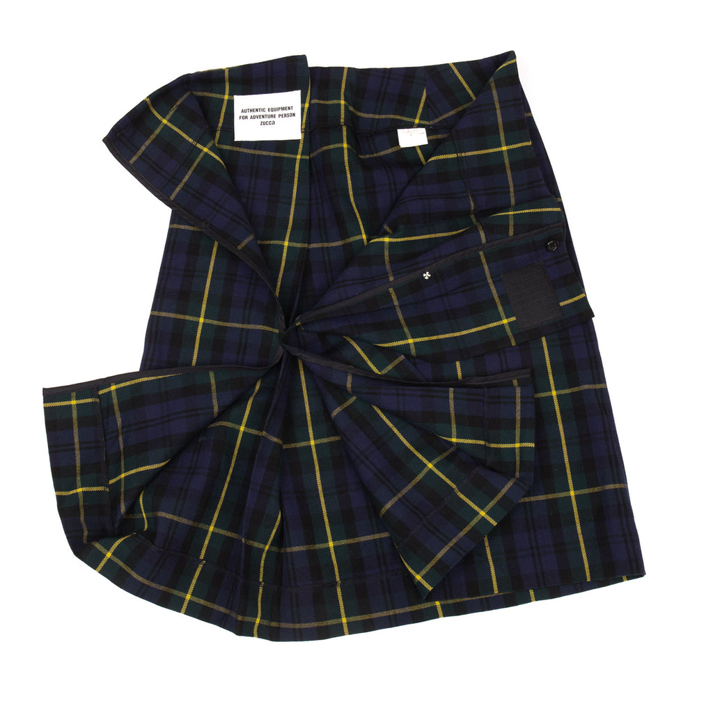 ISSEY MIYAKE JAPAN. Zucca Checker Plaid Navy Half Wrap Design Skirt