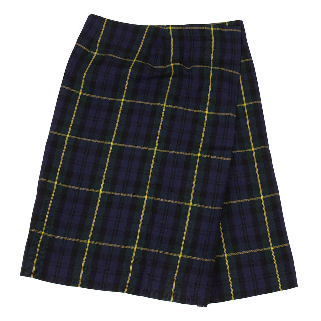 ISSEY MIYAKE JAPAN. Zucca Checker Plaid Navy Half Wrap Design Skirt