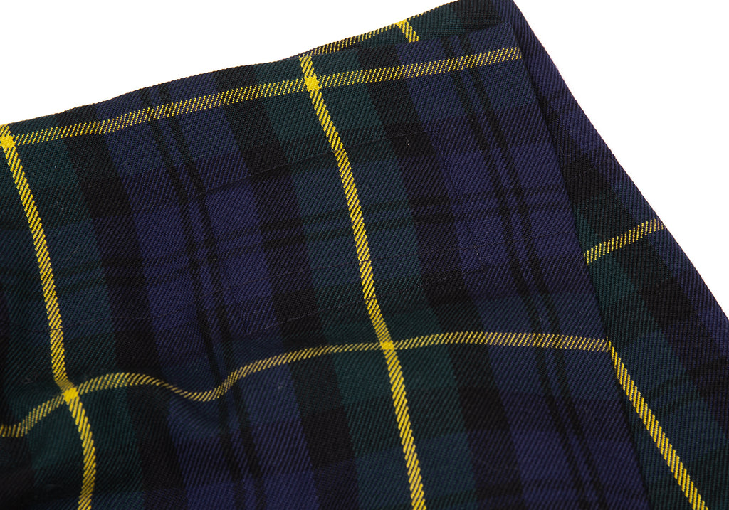 ISSEY MIYAKE JAPAN. Zucca Checker Plaid Navy Half Wrap Design Skirt