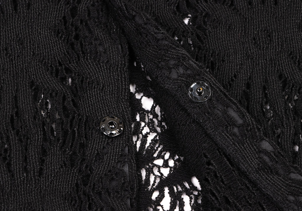 LIMI feu JAPAN. Black Floral Lace Knit Open Knit Cardigan Sweater Top