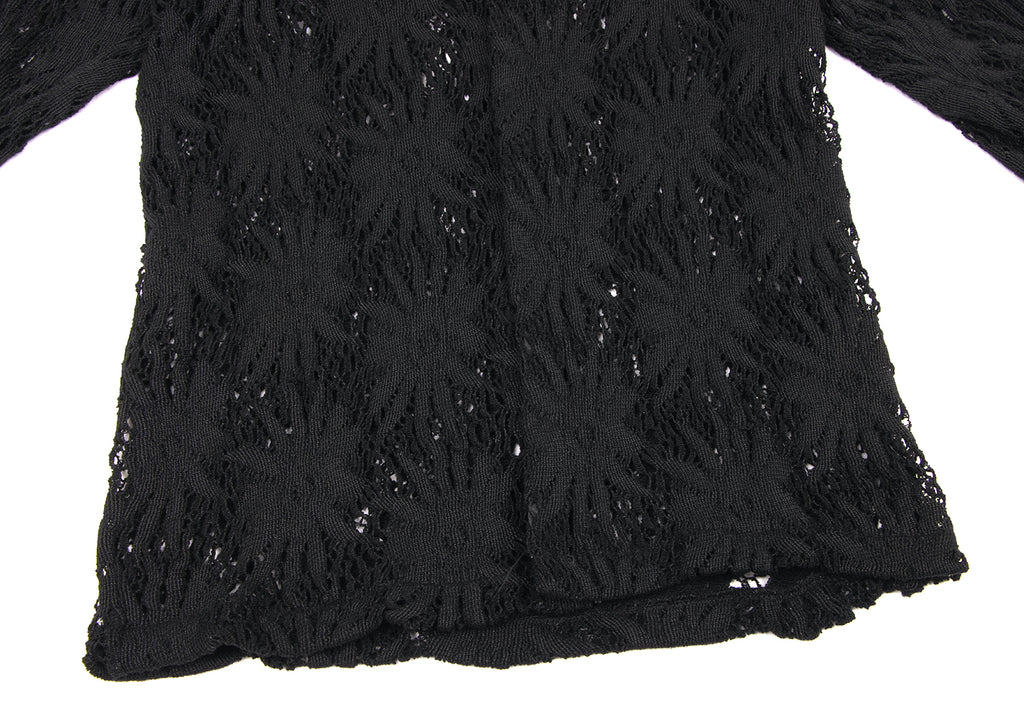 LIMI feu JAPAN. Black Floral Lace Knit Open Knit Cardigan Sweater Top