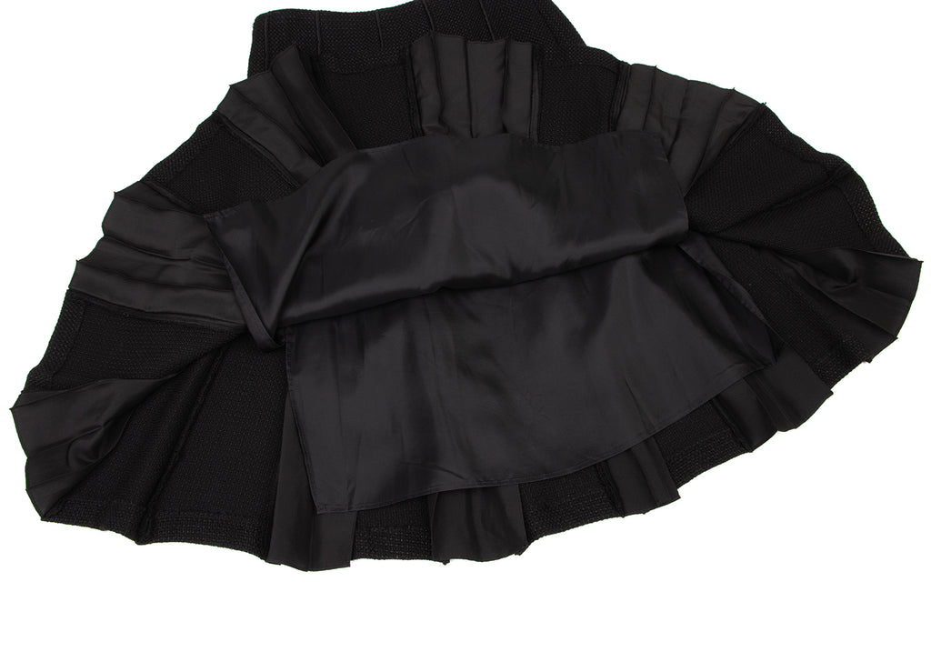 K.T KIYOKO TAKASE JAPAN. Black Switching Design Wool Pleated Skirt