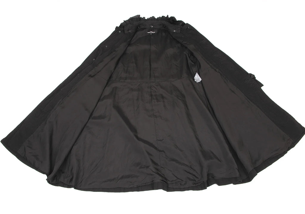 COMME des GARCONS JAPAN. TRICOT. Black Dyed Ruffle Coat
