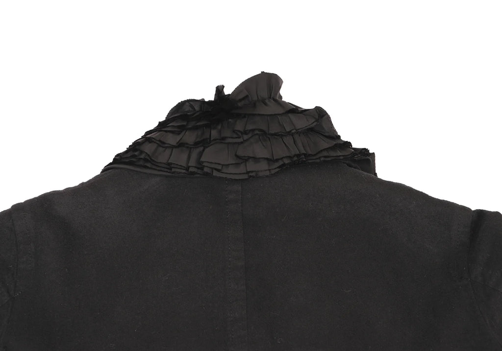 COMME des GARCONS JAPAN. TRICOT. Black Dyed Ruffle Coat