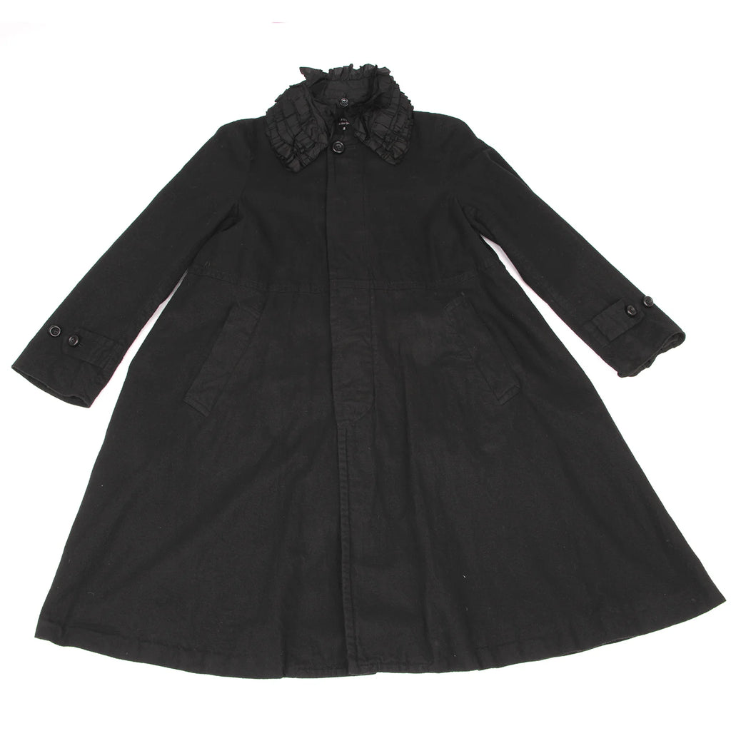 COMME des GARCONS JAPAN. TRICOT. Black Dyed Ruffle Coat
