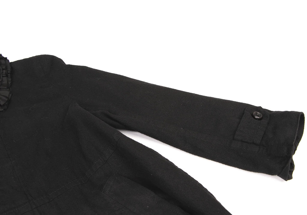 COMME des GARCONS JAPAN. TRICOT. Black Dyed Ruffle Coat