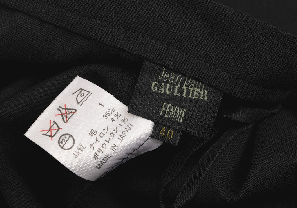 Jean Paul GAULTIER PARIS. FEMME Black Wool Nylon Stretch Skirt