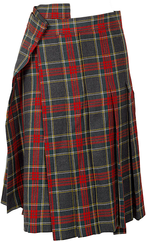 COMME des GARCONS Japan. Tricot. Grey Half Pleats Plaids Skirt