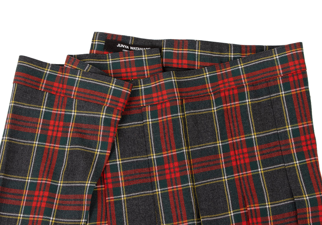 COMME des GARCON JAPAN. JUNYA WATANABE PLAID Wool Pleated Check Pants Skirt