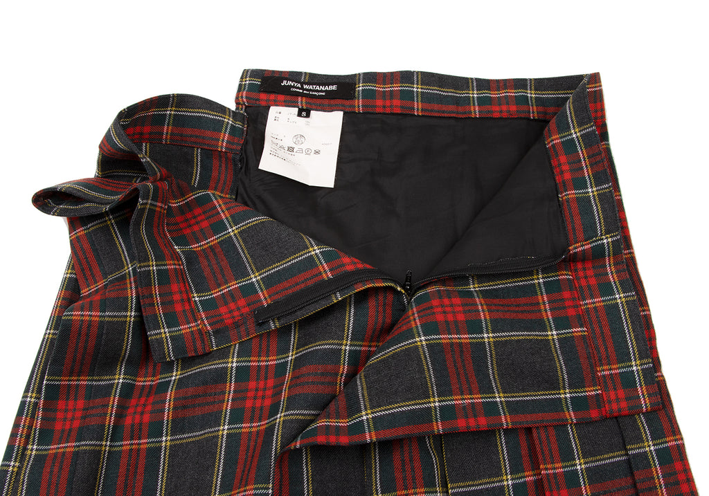 COMME des GARCON JAPAN. JUNYA WATANABE PLAID Wool Pleated Check Pants Skirt