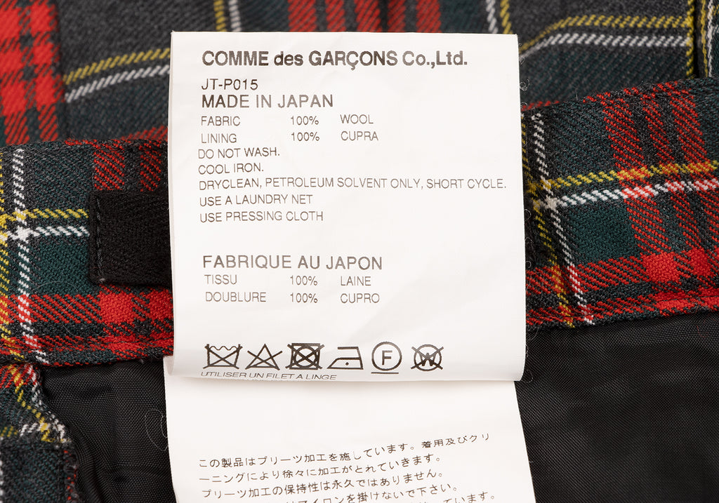 COMME des GARCON JAPAN. JUNYA WATANABE PLAID Wool Pleated Check Pants Skirt