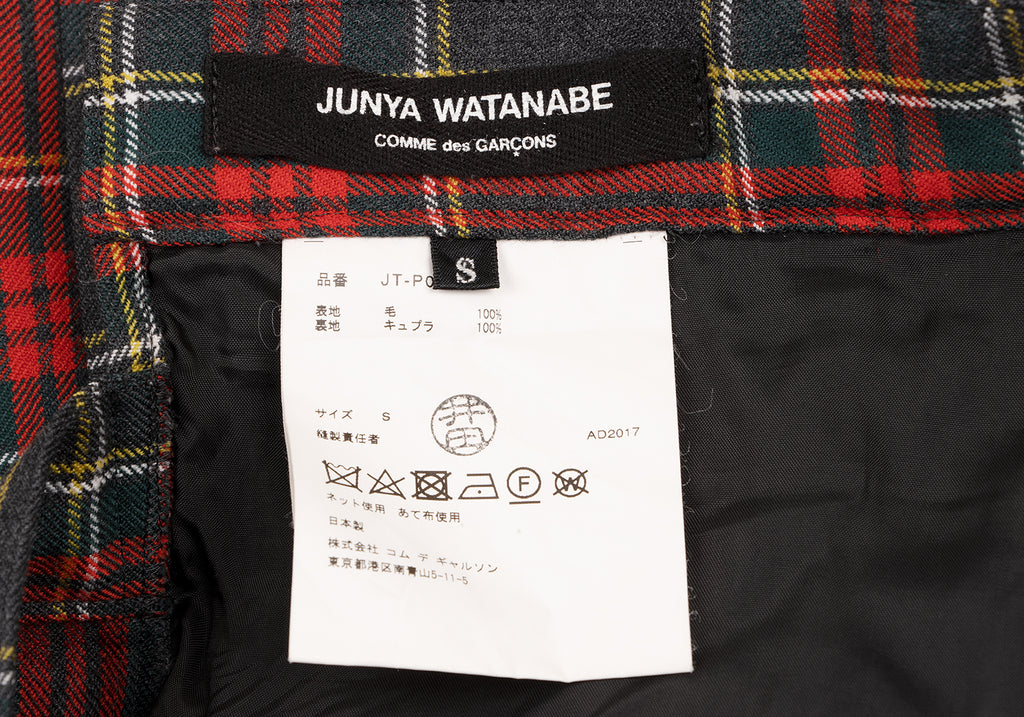 COMME des GARCON JAPAN. JUNYA WATANABE PLAID Wool Pleated Check Pants Skirt