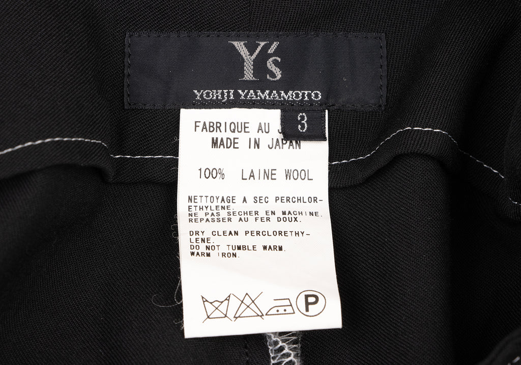 YOHJI YAMAMOTO JAPAN. Y's Black Wool Gaba Wide Pants