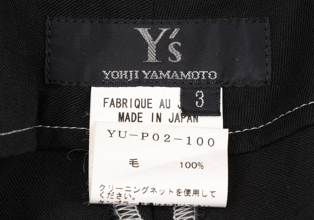 YOHJI YAMAMOTO JAPAN. Y's Black Wool Gaba Wide Pants