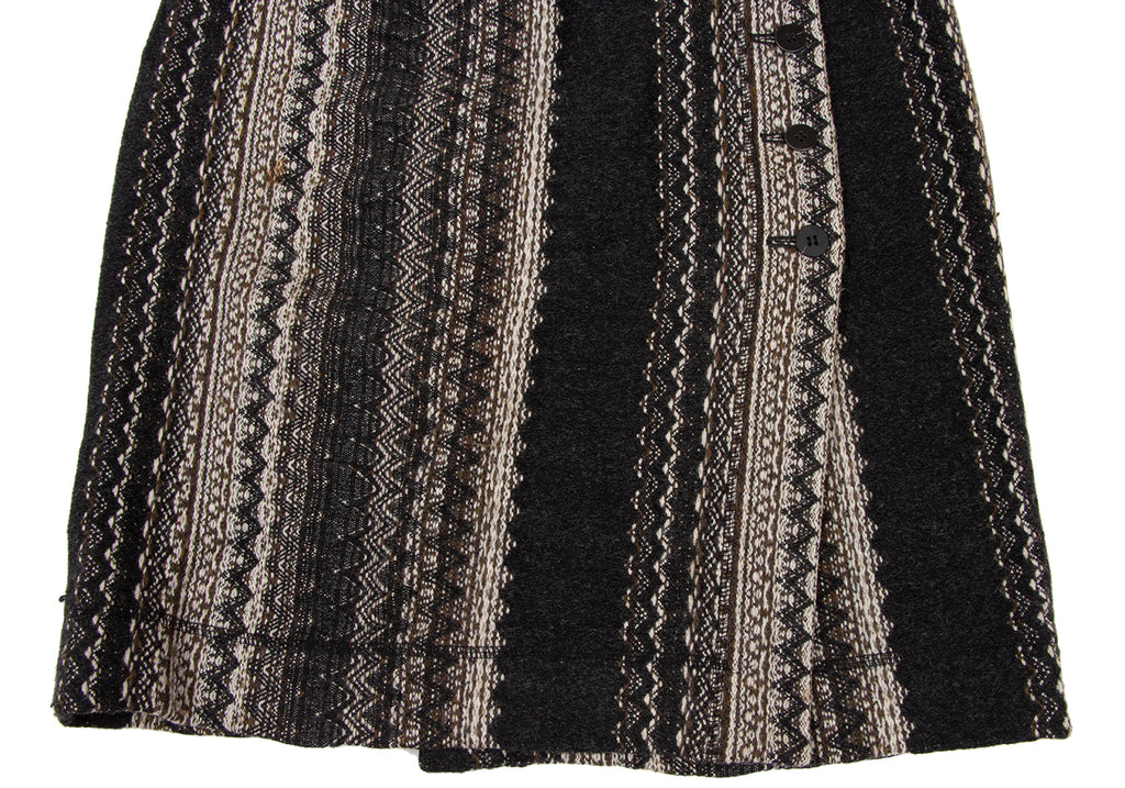 ISSEY MIYAKE JAPAN. HaaT. Greys/Black Jacquard Stripe Wrap Skirt