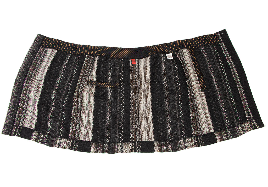 ISSEY MIYAKE JAPAN. HaaT. Greys/Black Jacquard Stripe Wrap Skirt