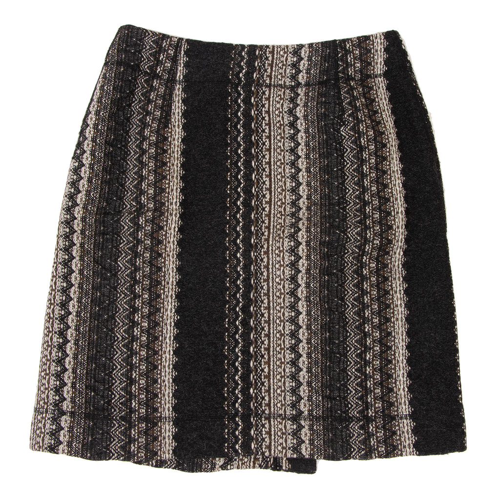 ISSEY MIYAKE JAPAN. HaaT. Greys/Black Jacquard Stripe Wrap Skirt