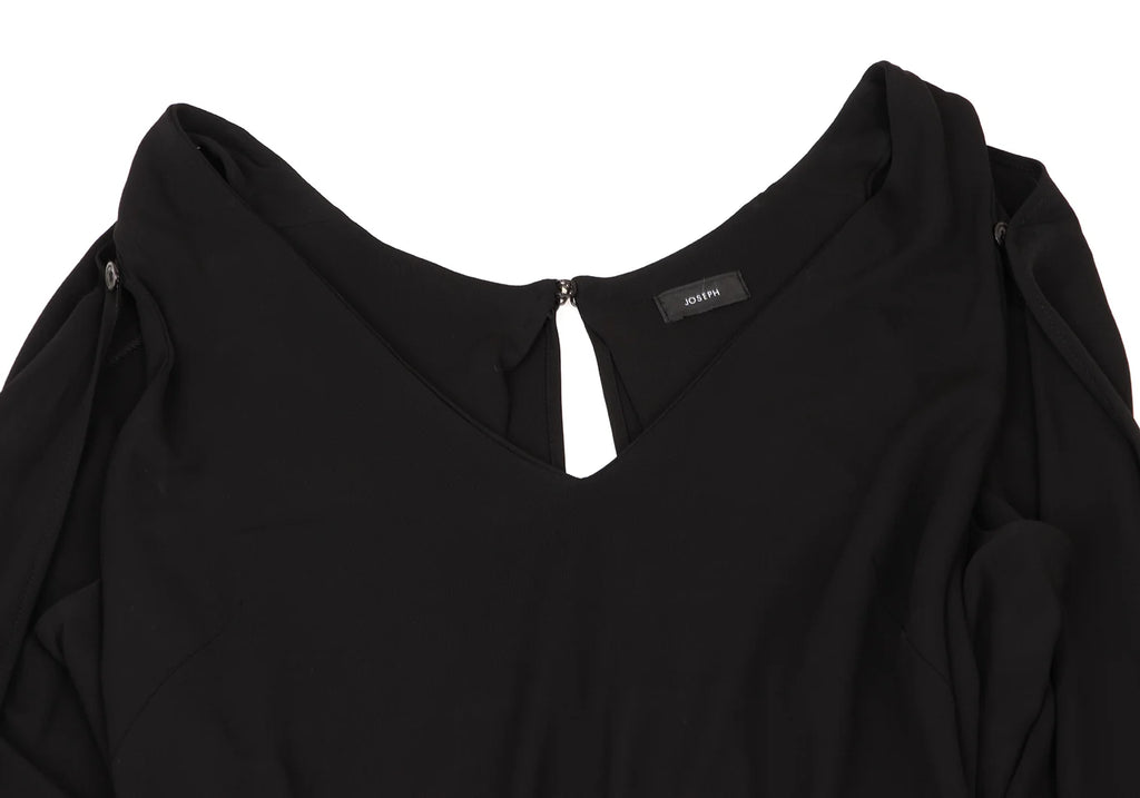 JOSEPH LONDON. Black Rayon Drape Sleeveless Dress