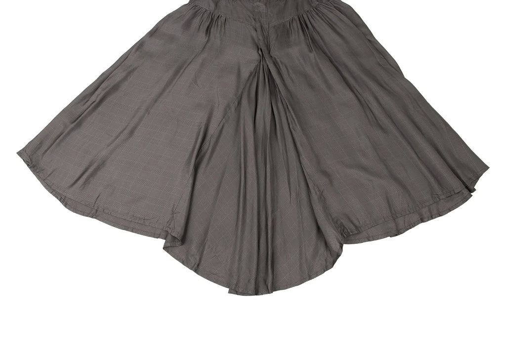 YOHJI YAMAMOTO JAPAN. Y's  100% CUPRA Grey Check Tuck Gather Skirt