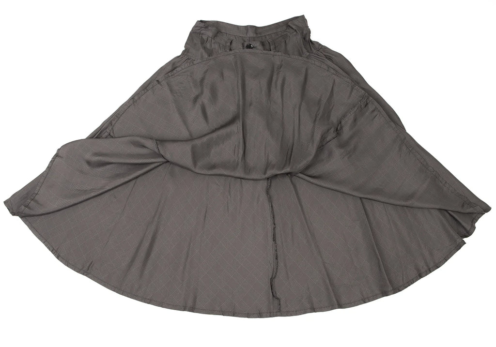 YOHJI YAMAMOTO JAPAN. Y's  100% CUPRA Grey Check Tuck Gather Skirt