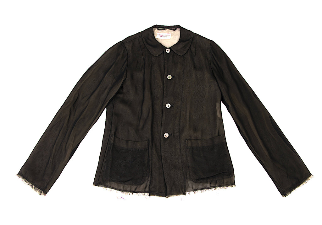 COMME des GARCONS JAPAN robe de chambre. Black Semi Sheer Cupro Shirt/Top