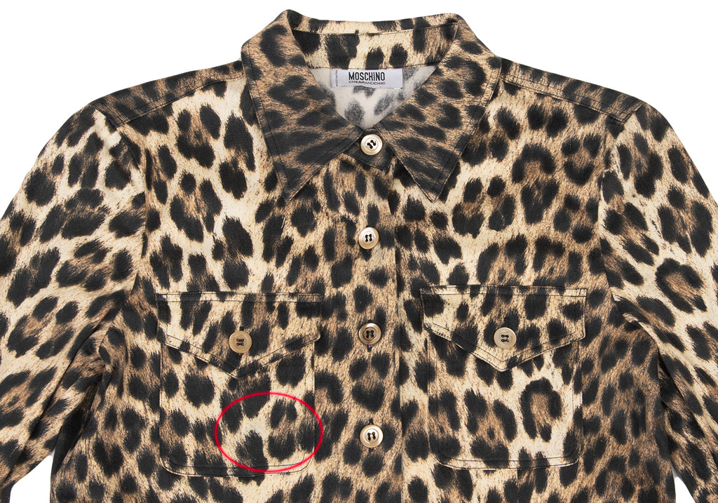 MOSCHINO ITALY. Leopard Animal Print Flap Pocket Shirt