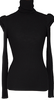 Jean Paul GAULTIER. PARIS. MAILLE FEMME. Black Power Shoulder Rib Knit Top/Sweater