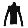 Jean Paul GAULTIER. PARIS. MAILLE FEMME. Black Power Shoulder Rib Knit Top/Sweater