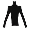 Jean Paul GAULTIER. PARIS. MAILLE FEMME. Black Power Shoulder Rib Knit Top/Sweater