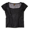 DONNA KARAN NEW YORK.. Black Mesh Switching Top
